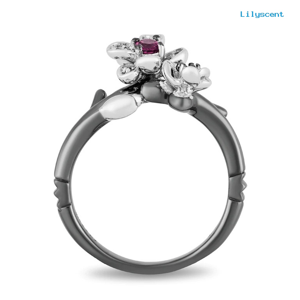 [LS] Berlian Imitasi Plum Blossom Bunga Wanita Kalung Telinga Stud Anting Cincin Jari