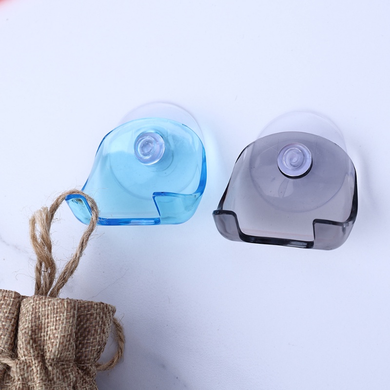 Portable Detachable Suction Cup Razor Holder/Penyangga Alat Cukur Tangan Mini Plastik Transparan Anti Air/Rak Penyimpanan Serbaguna Kamar Mandi