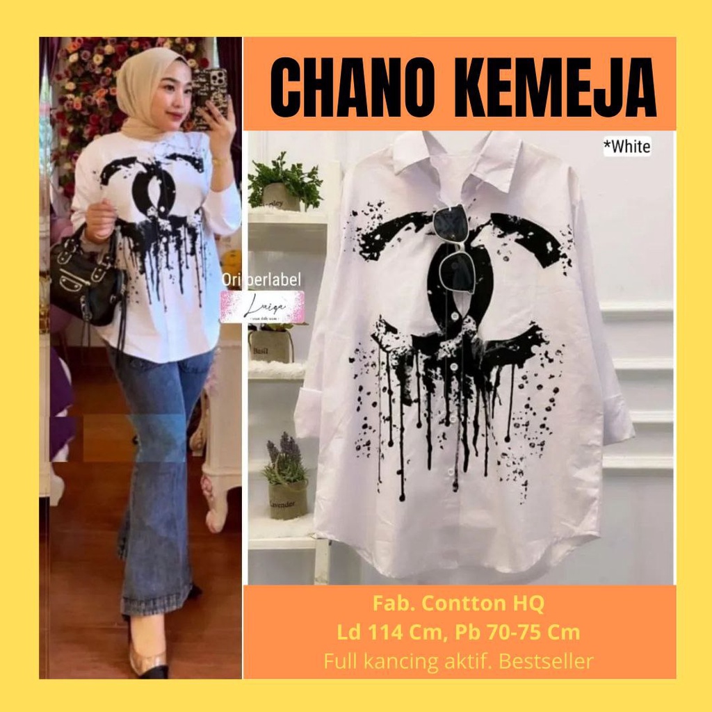 Atasan blouse chano  kemeja putih wanita jumbo