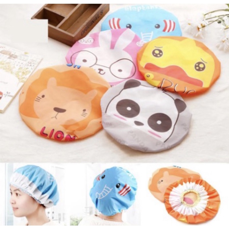 SHOWER CAP KARAKTER RANDOM | PELINDUNG RAMBUT DARI BASAH | TOPI MANDI LUCU &amp; MURAH