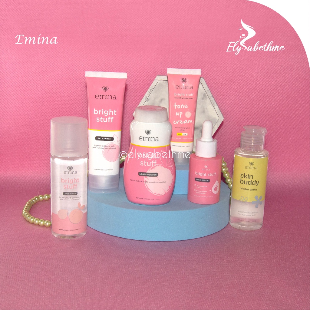 ✿ELYSABETHME✿ (7in1) ˜”*°• emina •°*”˜. Paket emina bright stuff pemutih wajah pencerah skin barrier skincare cocok untuk remaja dan dewasa