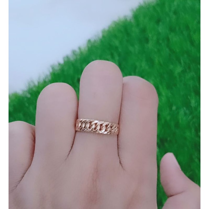 Cincin 1/2 rantai polos / cincin perak asli silver 925 lapis emas/ cincin fashion wanita terbaru