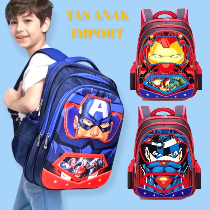 Tas Ransel anak Sekolah IMPORT tahan air untuk Anak Perempuan Anak Laki-laki Sekolah Dasar Ransel Besar 00210-00213