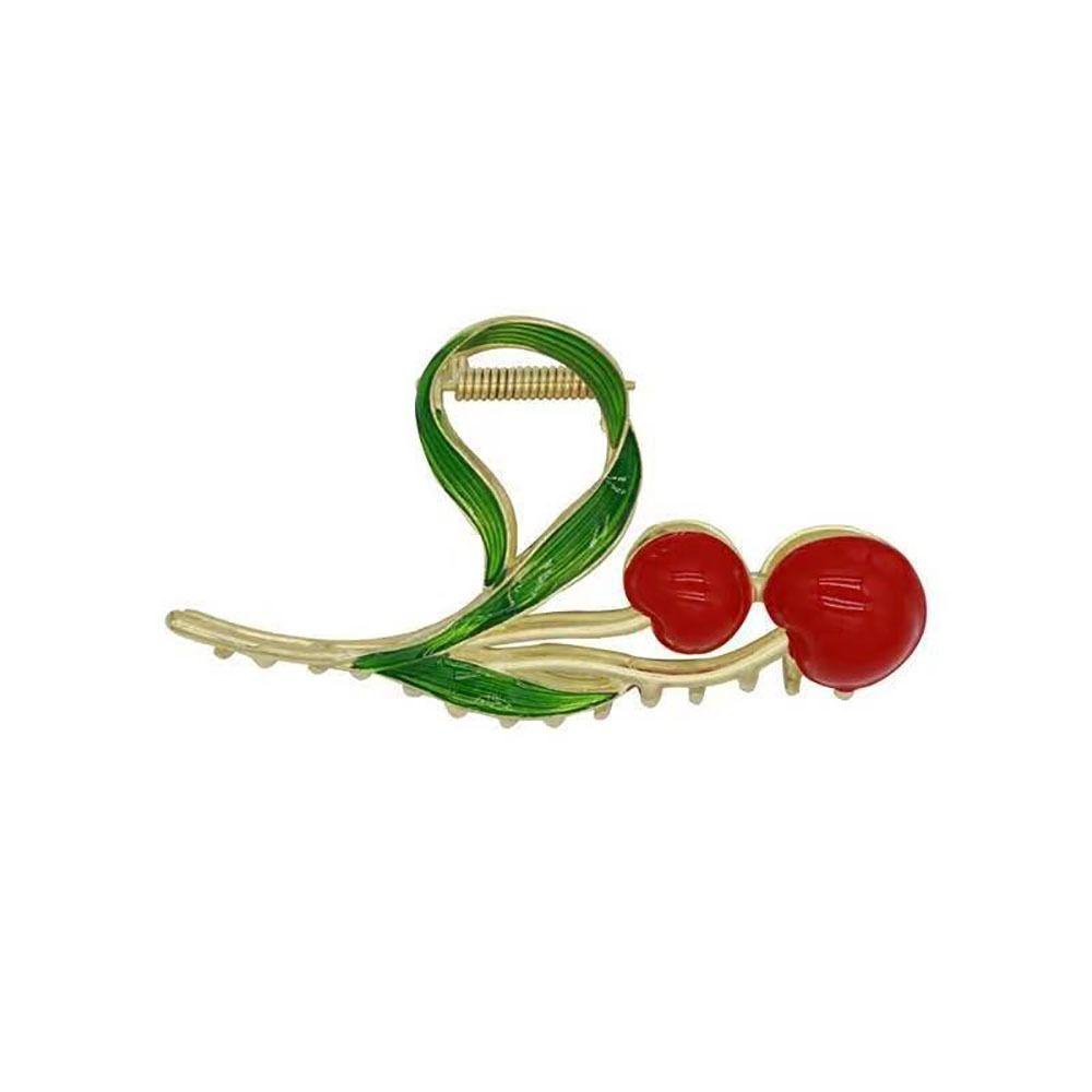 Needway   Cherry Hair Claw Elegan Fashion Simple Zinc Alloy Jepit Rambut Untuk Anak Perempuan Hiu Klip Hiasan Kepala Untuk Wanita Gaya Korea Hair Clip