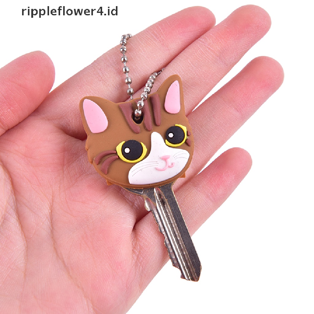 {rippleflower4.id} Lucu Lembut Silikon Animals Key Ring Cap Penutup Kepala Rantai Tali Telepon Gantungan Kunci~