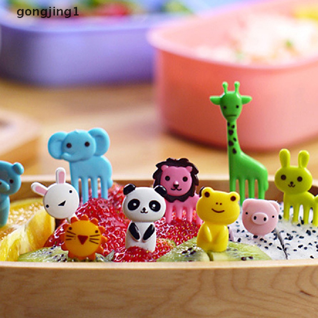 Ggg 10pcs Mini Animal Kartun Food Picks Anak Snack Kue Dessert Garpu Buah ID