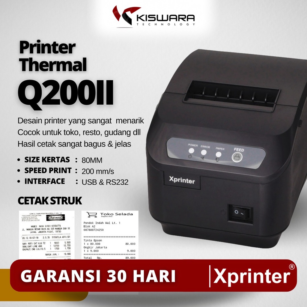 Xprinter Printer Thermal 80mm XP-Q200II - USB RS232 kiswarabandung