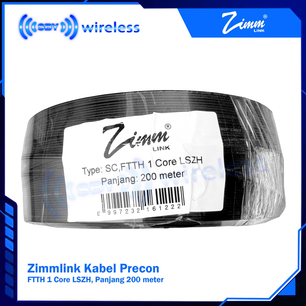 ZIMMLink , Kabel FO Precon 200 meter Dropcore 1 Core 3seling kawat  Fiber Optik FTTH CATV