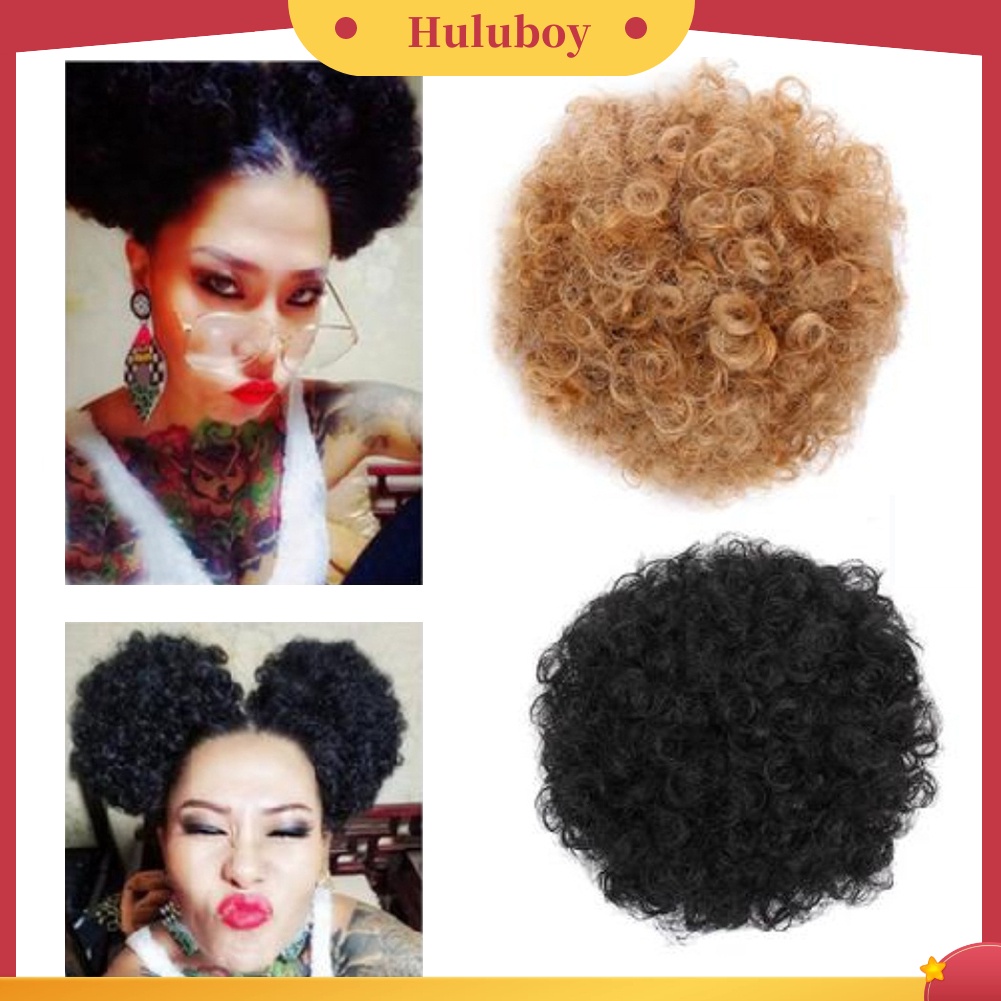 Wig Rambut Ekstensi Model Pendek Keriting Afro Bahan Sintetis Untuk Wanita