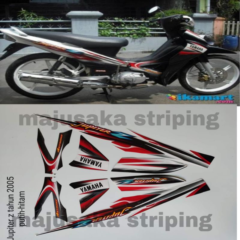striping Jupiter z 2005 hitam putih / stiker yamaha Jupiter z 2005 putih hitam