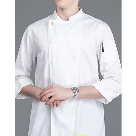 Kemeja Koki Chef Jacket Baju Koki Seragam Koki Chef Barista Unisex