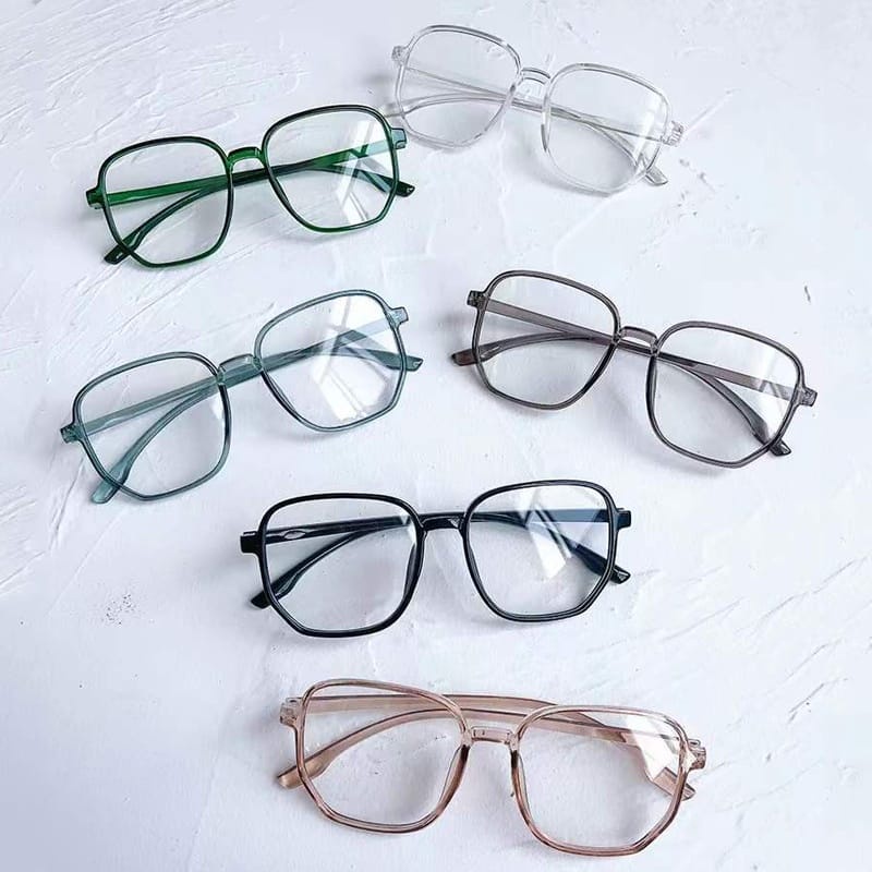 HZ Kacamata Square Frame Wanita Korea Kacamata Anti Radiasi Retro Fashion Aksesoris Import