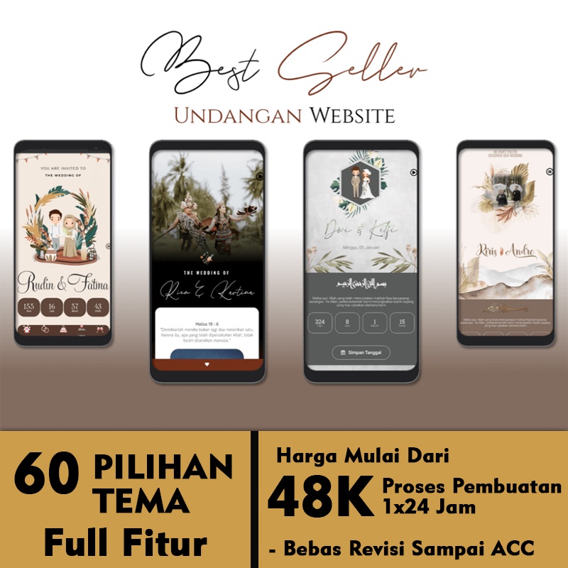 Undangan Pernikahan Website Undangan Website Undangan Video Digital Unik Aesthetic  Rustic Elegan Fu