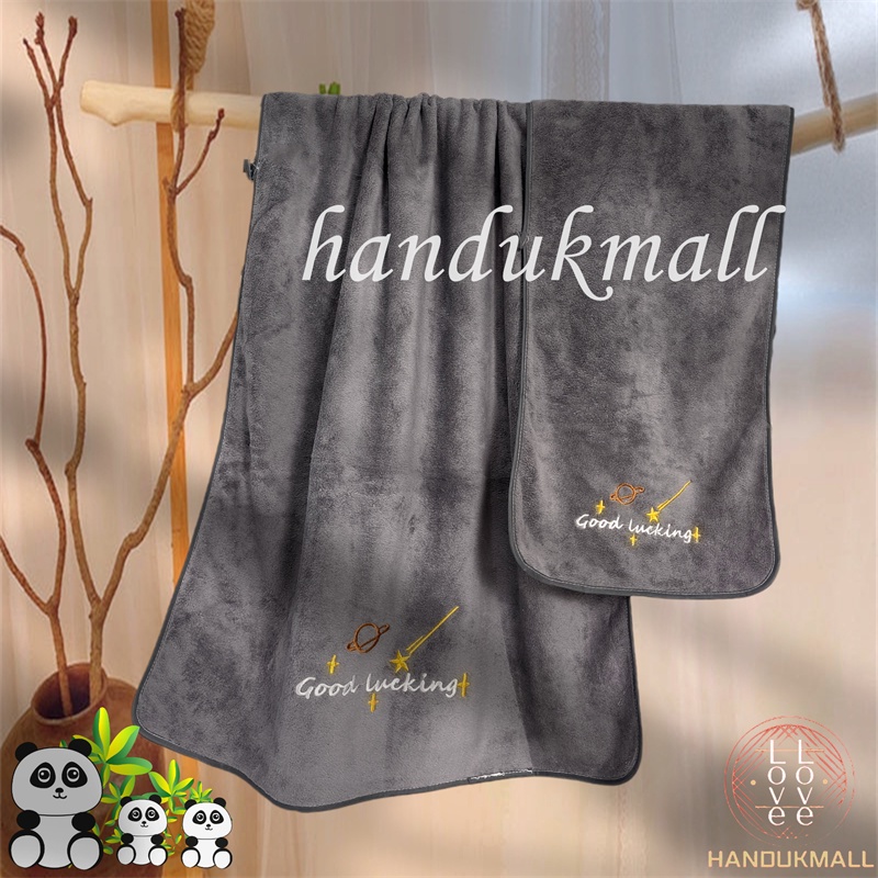 Handukmall Handuk Set 2 pcs Handuk Mandi Wajah Dewasa Unisex Microfiber Lembut Kado Hampers Goodlucking