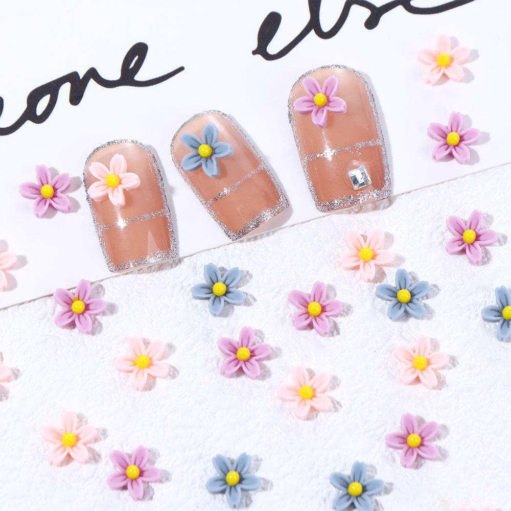 AUGUSTINA Augustina Nail Art Charms Elegan Resin Nail Beauty Hiasan Kuku Manikur Aksesoris Lima Kelopak Floret Dekorasi Kuku