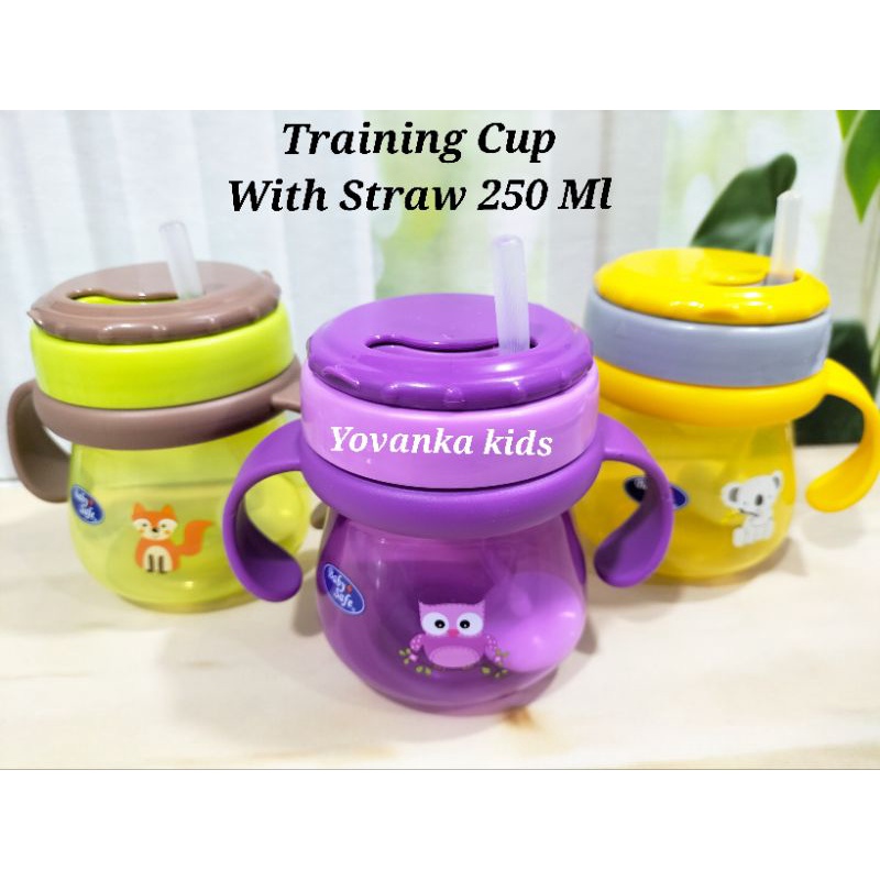 Baby Safe Botol Minum Dengan Sedotan Anti Tumpah/Training Cup With Straw 250 Ml BPA Free Jp019