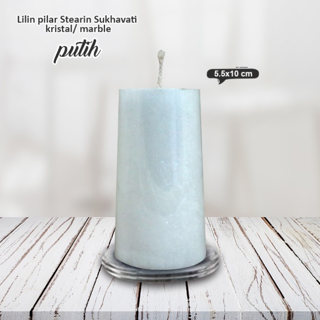 Lilin Putih Stearin Candle Marble Kristal Sukhavati Serbaguna 10cm