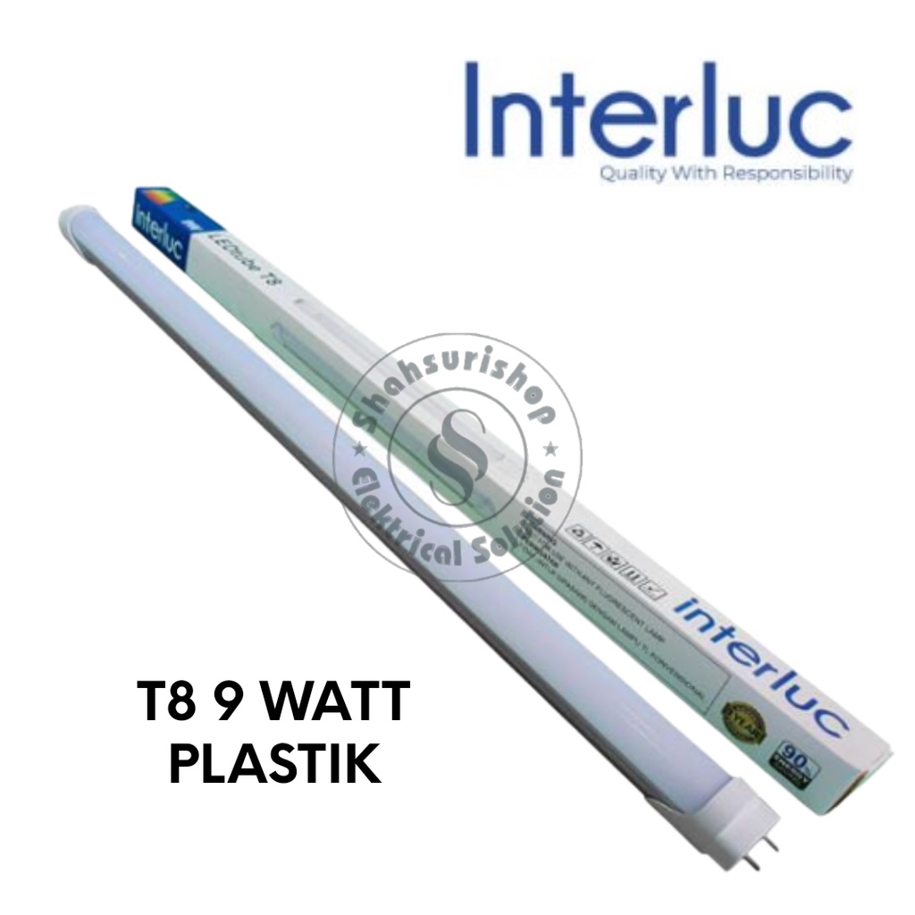 INTERLUC LAMPU LED T8 9 WATT 60 CM PLASTIK SNI MURAH BERGARANSI