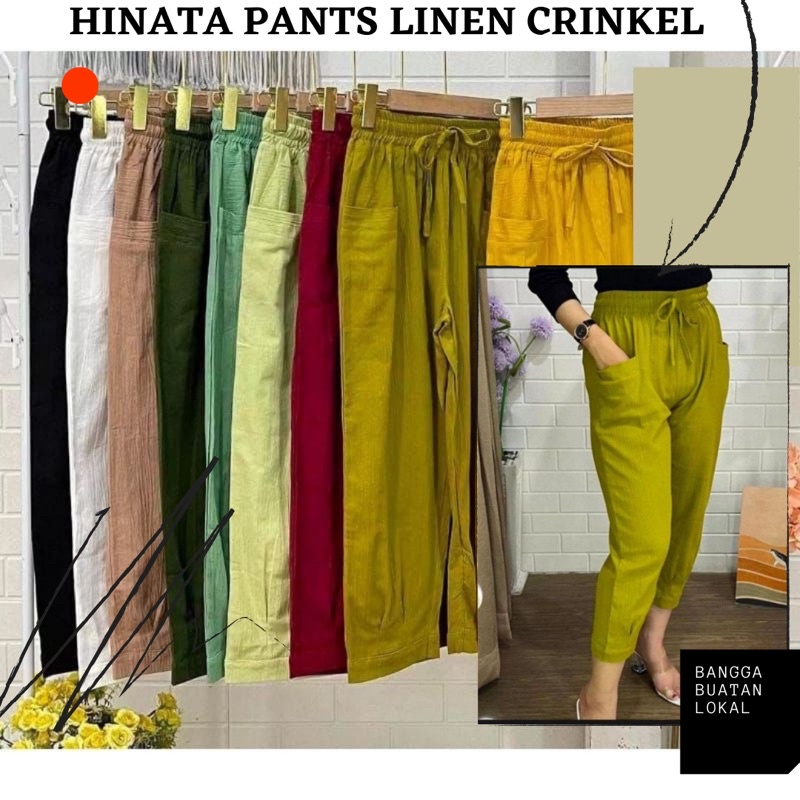hinata pants linen crinkel premium | celana wanita 7/9