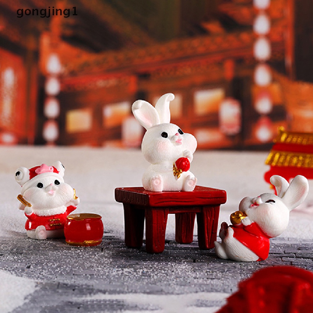 Ggg Boneka Imlek Mini Shio Kelinci Shio Resin Kelinci Kecil Micro Landscape Boneka ID