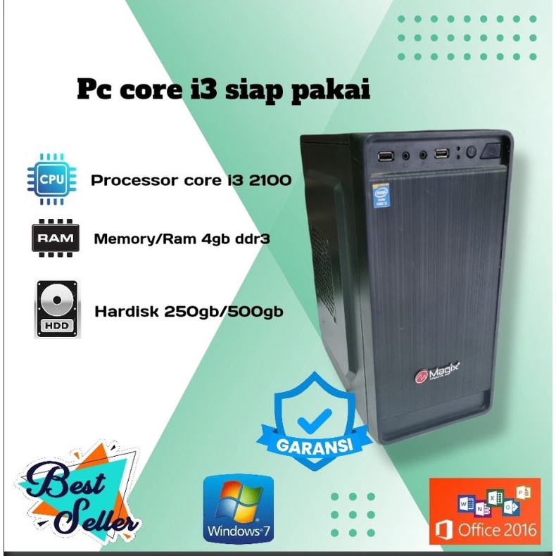 Komputer/Pc core i3 2100 ram 4gb ssd 120gb free wifi siap pakai