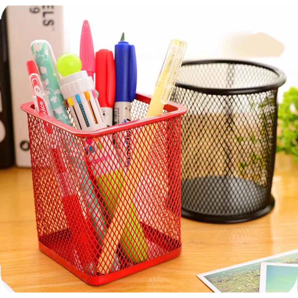 

Pen Holder Desk Set Davis Kotak / Tempat Pensil Kotak Jaring Besi