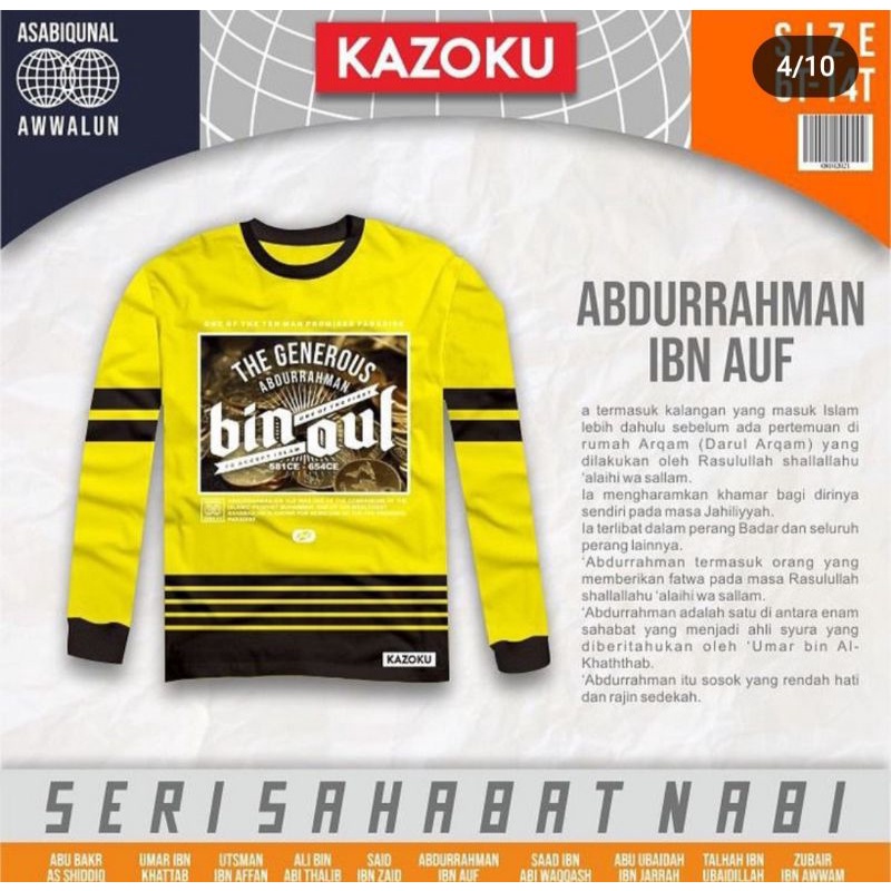 Kaos Anak Kazoku Paddle Kids Junior Size 6-14 Seri Sahabat Nabi