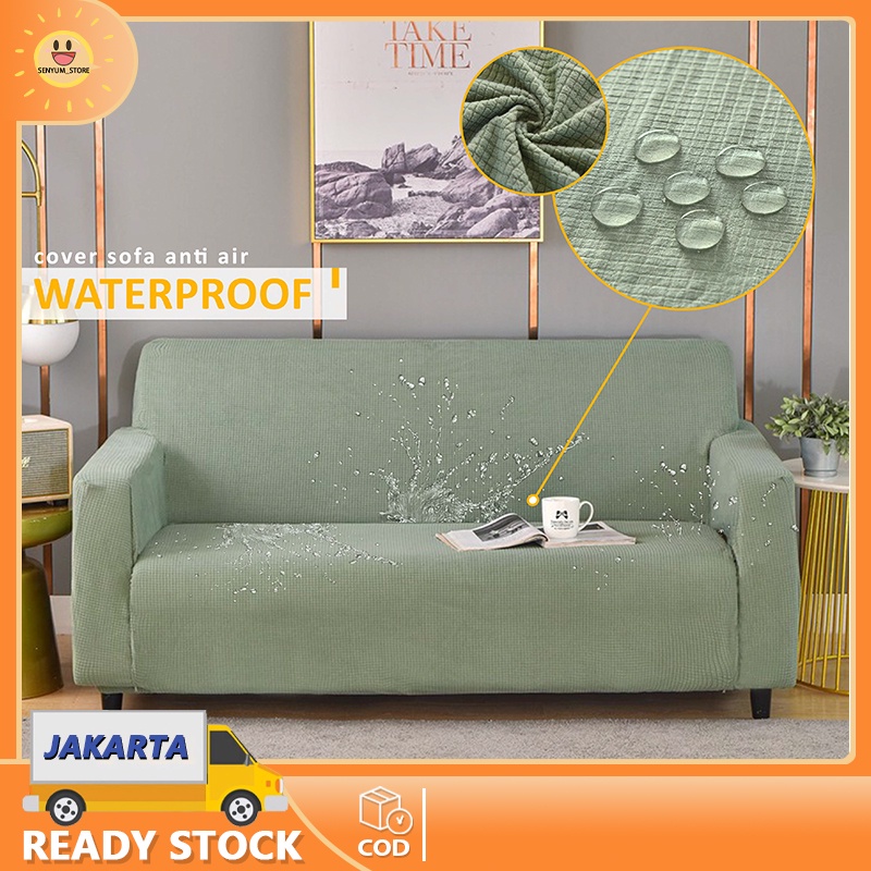 Waterproof Warna Solid Cover sofa Tahan Air Sofa Cover Sofa Cover Elastis Pola Pola Menarik/Non-Slip Cover Sofa Bed 1/2/3/4 Seater Sofa Cover Sofa Bantal Cover