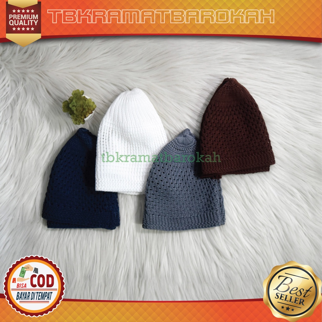 Peci Pria Dewasa Oleh Haji Putih Rajut Turki Original Mercan Sholat Kopiah Topi Gaul Kain Arab Oleh 
