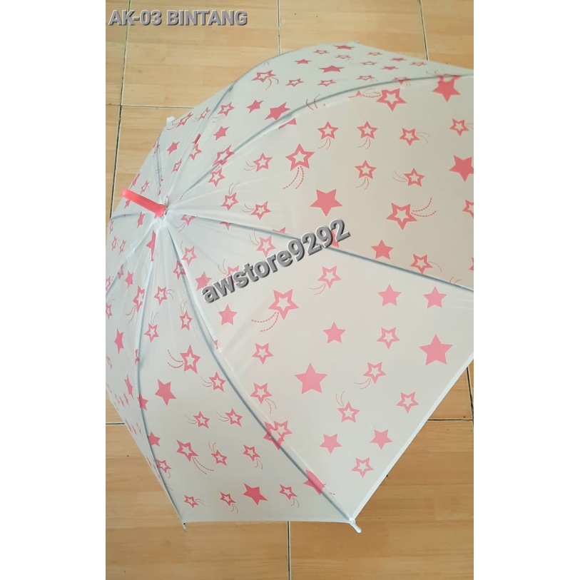 Payung Hujan Import Korea Transparan Motif Elegan Cantik Cute AK 01-05