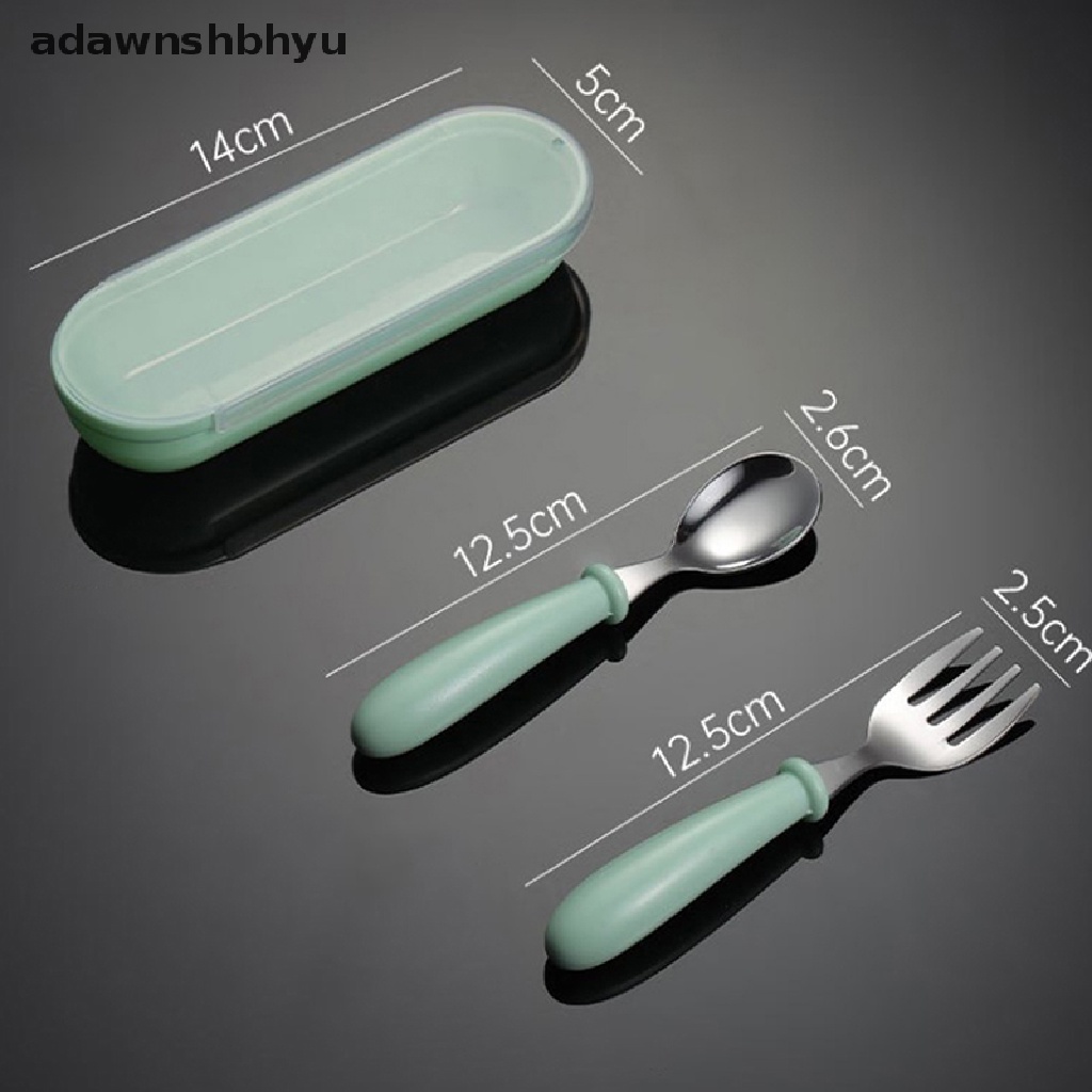 Adawnshbhyu Set Peralatan Makan Makan Makan Makan Makan Makan Makan Bayi Utensil Stainless Steel Balita Alat Makan Sendok Garpu Makan Kartun Bayi Food Feeding Spoon Fork ID