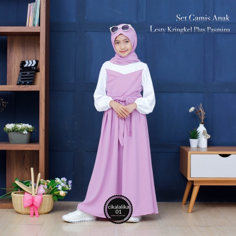 Cikalalika-BELI SATU GRATIS SATU HANYA HARI INI gamis anak kringkel cantik organza Fashion Muslim / Pakaian Muslim Anak /terbaru 2024 / baju lebaran / gamis mewah