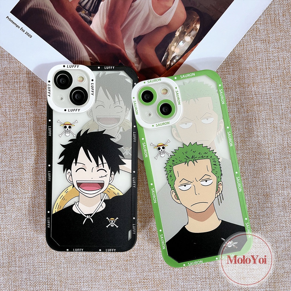 IPHONE Casing Shockproof Kompatibel Untuk Iphone14 13 12 Pro Max11 7Plus 8Plus XR X XS Max 6 6s 8 7 Plus SE 2020 TPU Lembut Kartun Anime One Piece Luffy Zoro Angel Eyes Cover