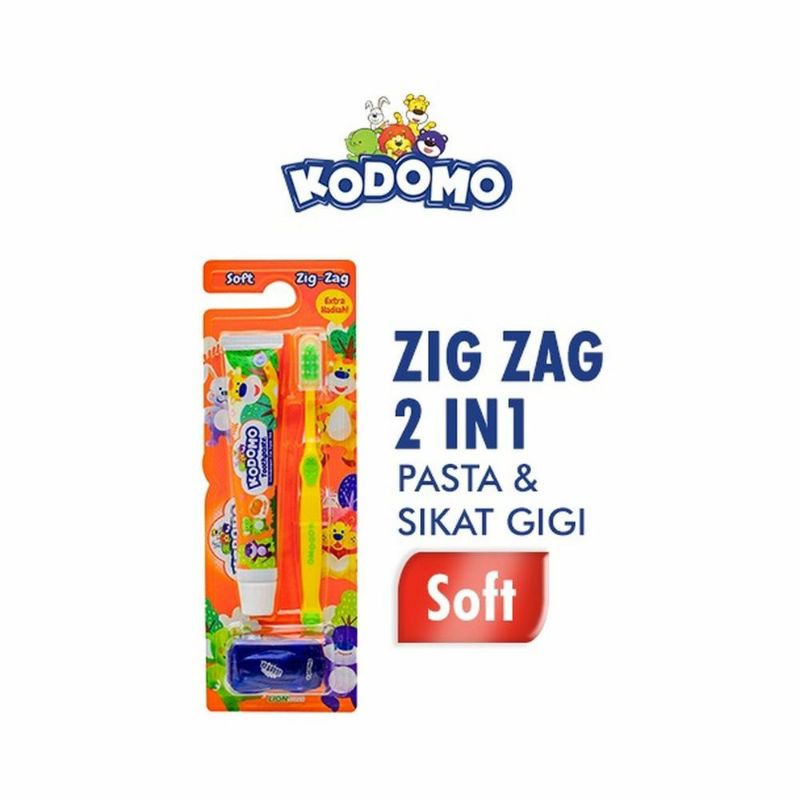 SIKAT GIGI BAYI - KODOMO 2 IN 1 REGULAR &amp; ZIG ZAG SOFT - Pasti Gigi dan Sikat