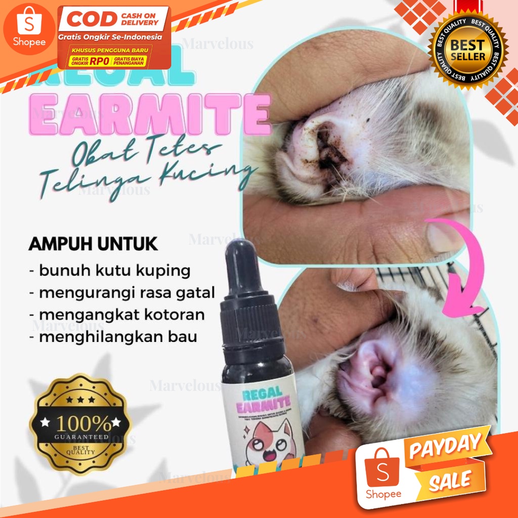 Regal Earmite Obat Pembersih Telinga Kucing Anjing Dari Kutu Kotoran dan Bau yang Mengganggu