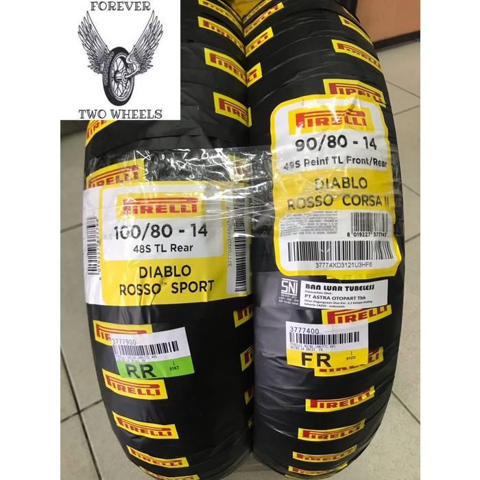 paket ban pirelli diablo rosso corsa 2 90/80 sport 100/80 ring 14