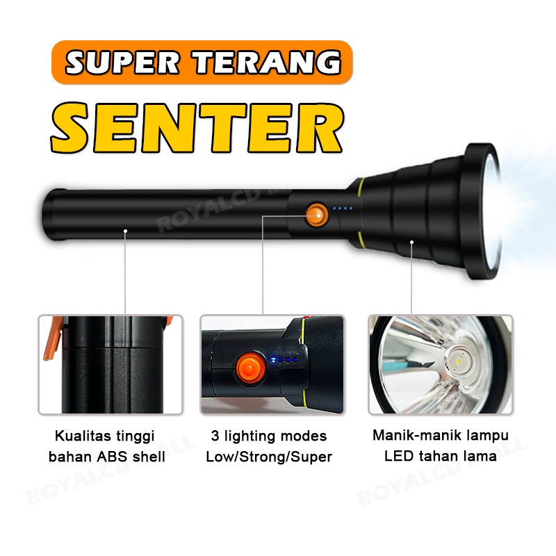 Senter T68 LED Flashlight Dan Powerbank 6000mAh USB Rechargeable Senter Super Terang Jarak Jauh Senter 10.000 Lumens Lampu Berburu Senter Mounting Senter