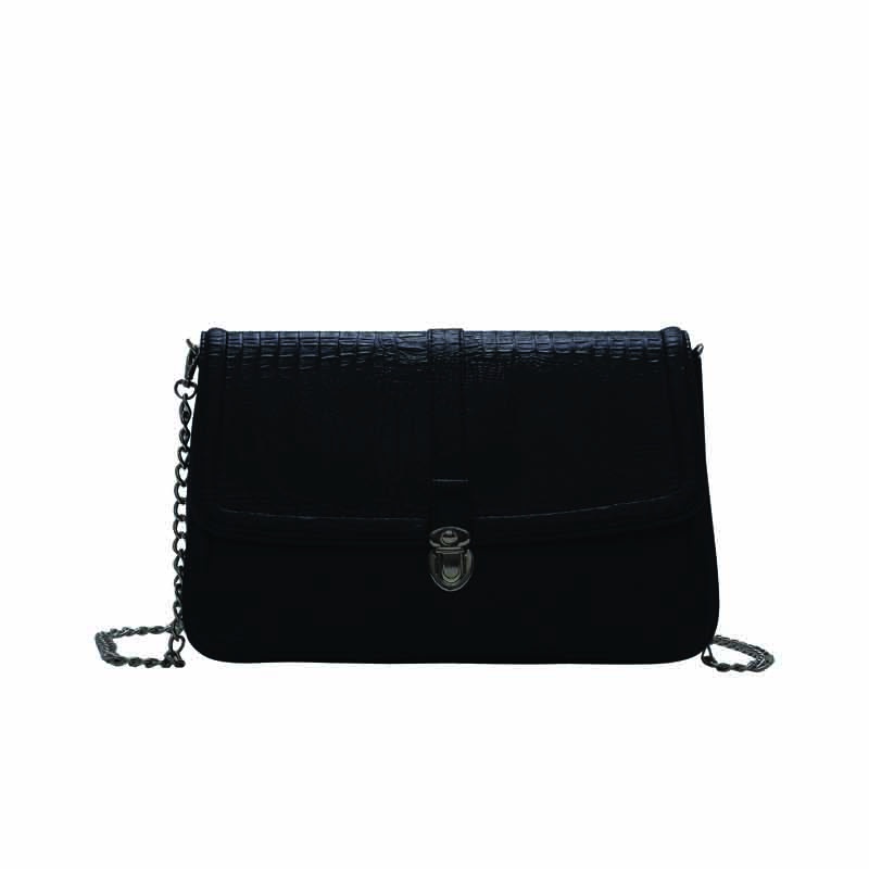 LOLINI TAS CLUTCH CROCO HITAM COMBI POLOS RANTAI