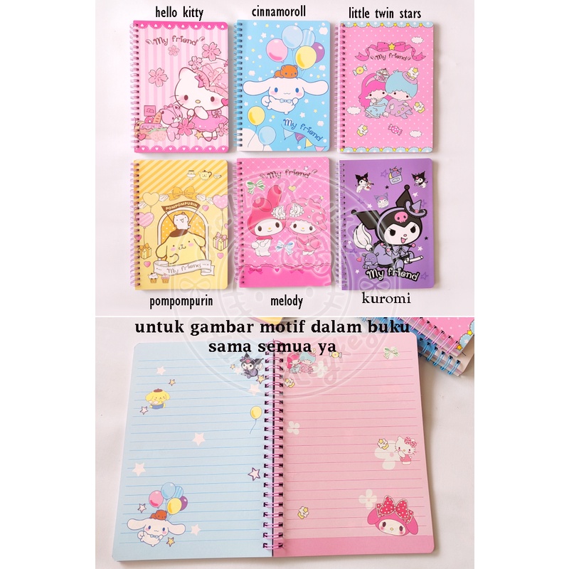 

buku tulis kitty melody cinnamoroll little twin pompompurin kuromi
