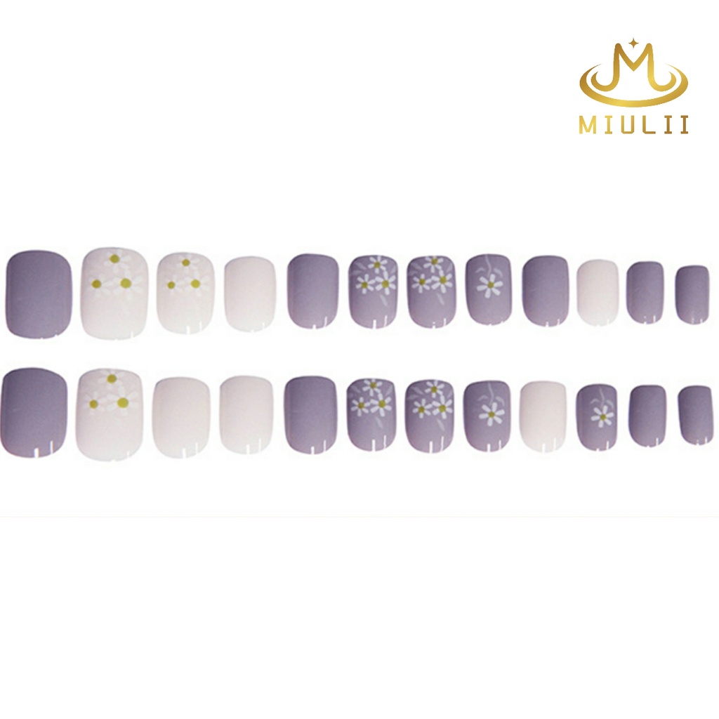 MIULII / KUKU PALSU PENDEL  Lilac Flower A0298 / 24PCS / 3D / NAIL ART / PREMIUM / UNGU / CUTE / GAYA KOREA / FREE LEM JELLY / KUTE