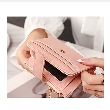 DOMPET LIPAT WANITA IMPORT MINI SLOT KULIT PINK FULVILA KOREA FASHION CEWEK WA621P3 PREMIUM MURAH KARTU RESLETING KOIN KECIL SIMPLE LUCU REMAJA KEKINIAN BRANDED