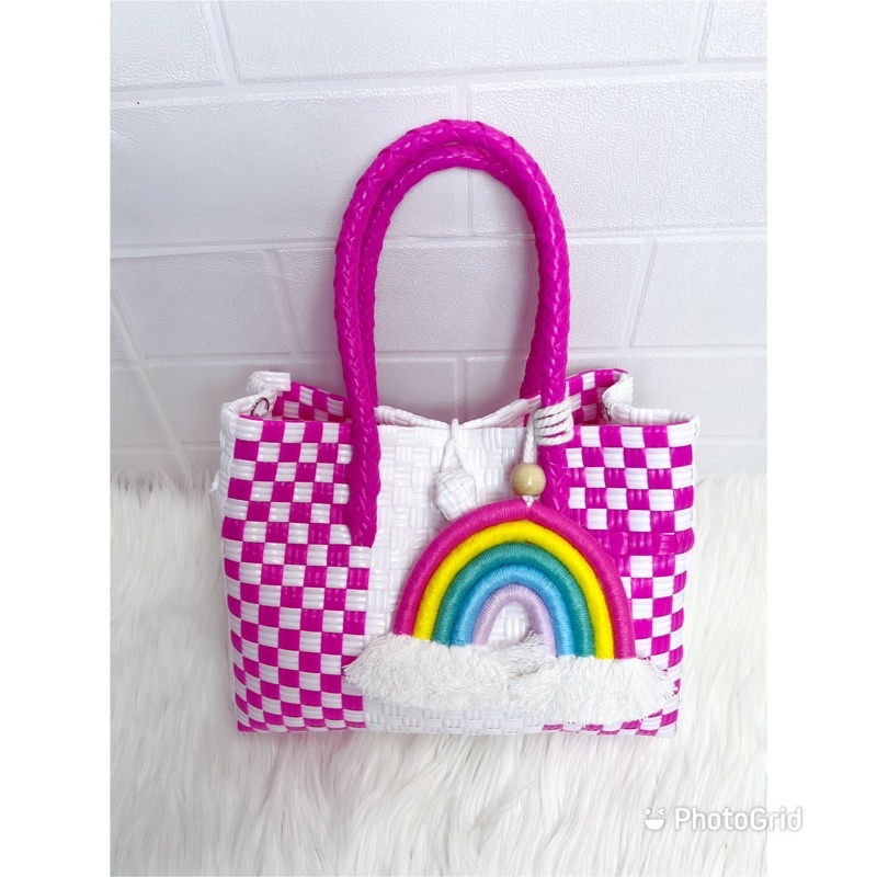 (TANPA ACCESORIES) Mini Patty Tas Jali Tas Jaly Tas Anyaman Plastik Premium Warna Pastel