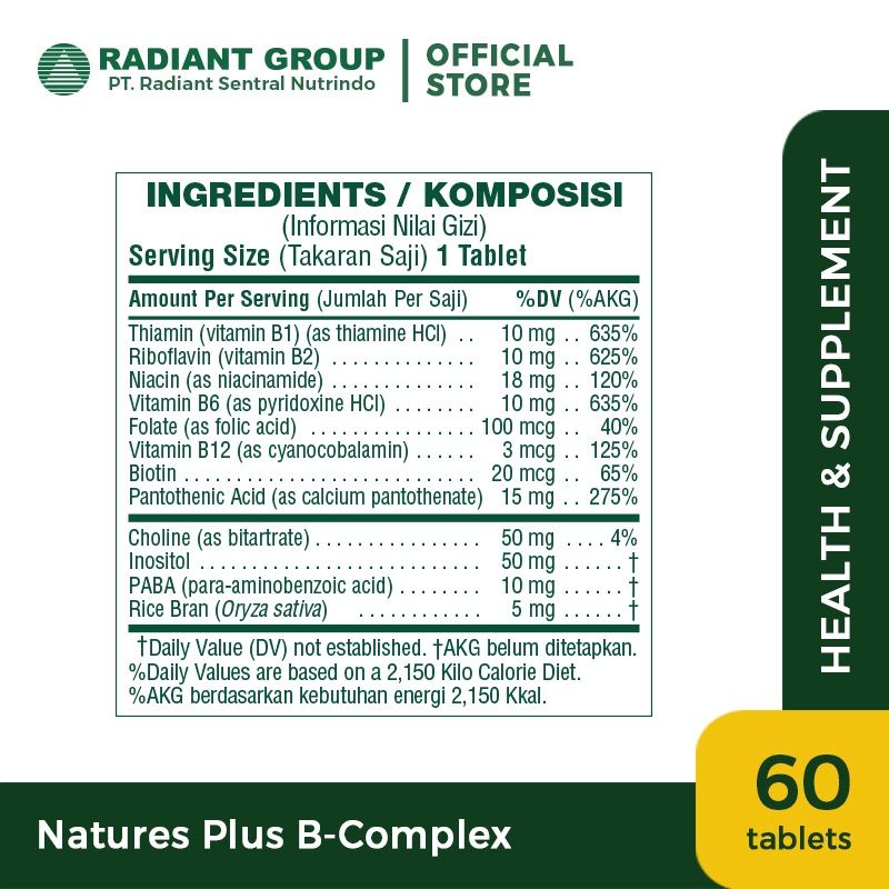 NATURE'S PLUS B-COMPLEX 60's