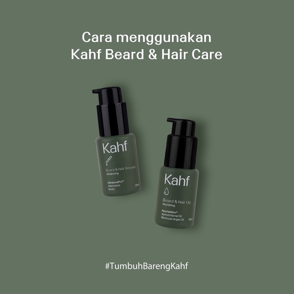 KAHF Beard Care Indonesia / Nourishing Oil Advancing Serum / Oil Minyak Serum Janggut Rambut Jenggot Brewok Kumis Penumbuh Tumbuh Tebal Panjang Lebat Volume / Skincare Face Hair Care / Treatment Perawatan Kulit Wajah Kepala Pria Cowok Cowo / Paket Set