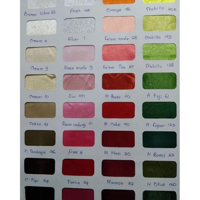 Bahan kain filamin abutai/habutai backdrop meteran