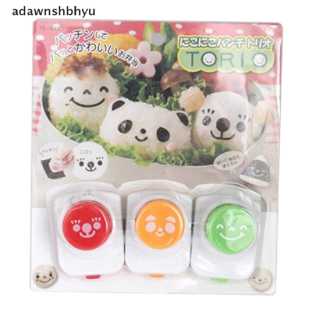 Adawnshbhyu 3Pcs DIY Memasak Dapur Gadget Alat Sushi Smile Nori Cetakan Kawaii Sushi Tools ID