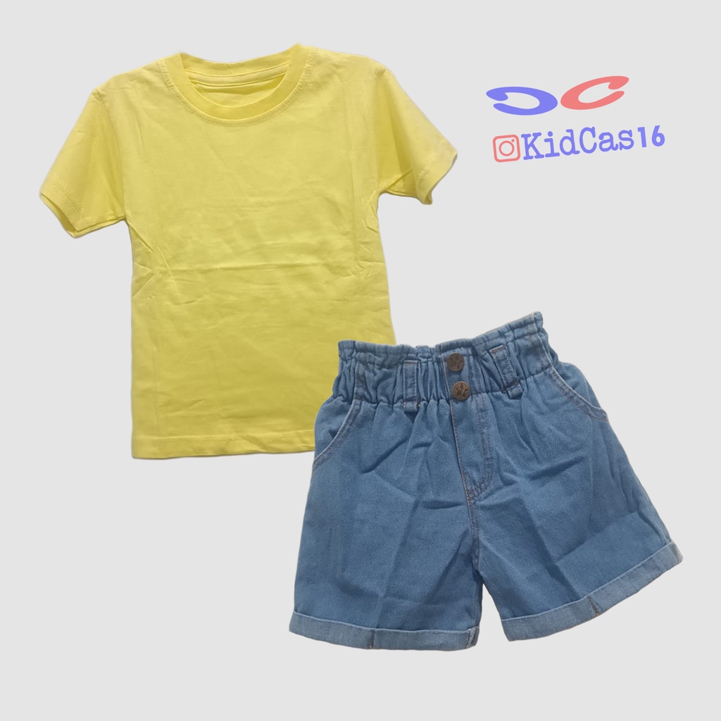 SETELAN ANAK PEREMPUAN DENIM LOLY & KAOS / SETELAN DENIM ANAK