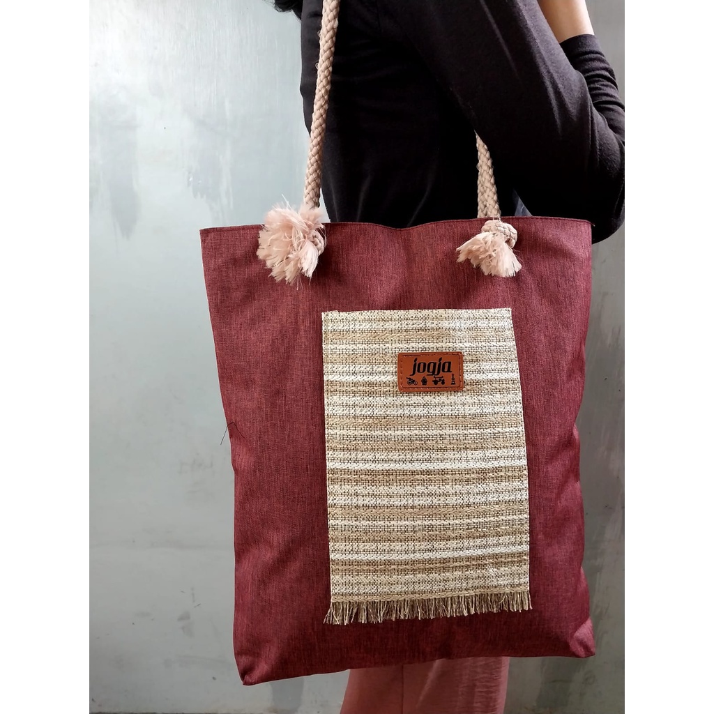 Totebag Wanita Bisa Untuk Kuliah Atau Ootd || Tote Bag Pria Polos Kantong Saku Goni