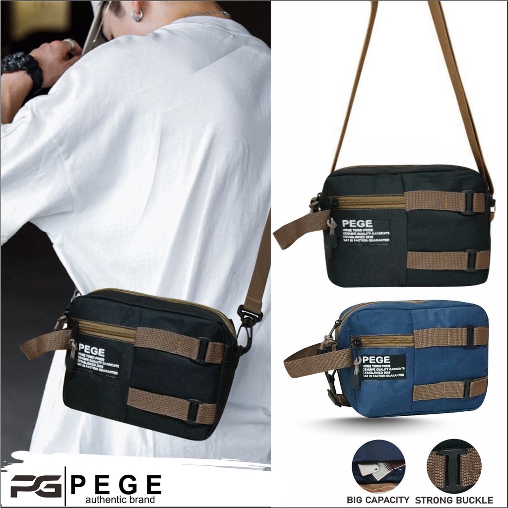 Tas Selempang Pria 2in1 PEGE Adonis Casual Bisa Slingbag Dan Pouch - PG 8941