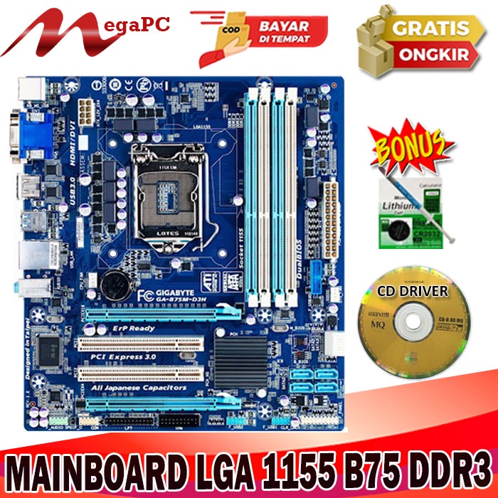 Mainboard LGA 1155 B75 DDR3 Bonus Cmos &amp; Pasta suntik